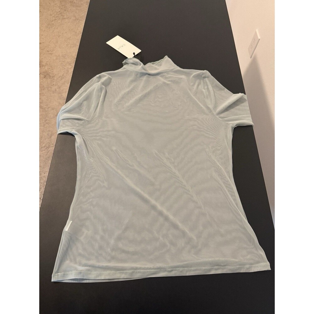 CALIA Draped Funnel Long Sleeve Top Womens Large Smoked Turquoise NWT $58 - Picture 4 of 6